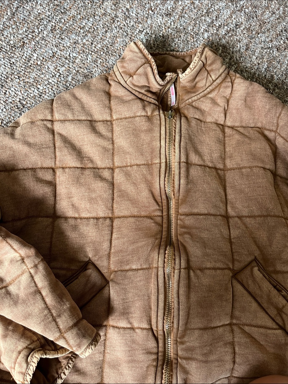 Free People Cozy Quilted Jacket in Warm Brown - Picture 3 of 4